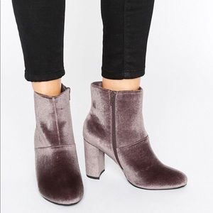 New Look WIDE FIT purple velvet heeled boots 10